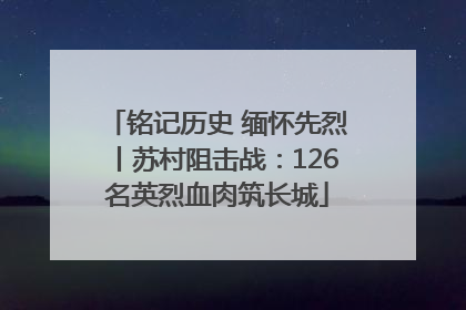 铭记历史 缅怀先烈丨苏村阻击战：126名英烈血肉筑长城